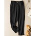 Solid Pocket Elastic Waist Casual Harem Pants For Women