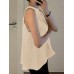 Women Solid Keyhole Back Sleeveless Halter Tank Top