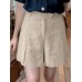 Women Solid Zip Loose Wide Leg Casual Shorts