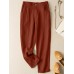 Solid Pocket Elastic Waist Casual Harem Pants For Women