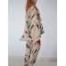 Plant Print Irregular Hem Casual Suit