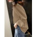 Solid V Neck Long Sleeve Casual Blouse